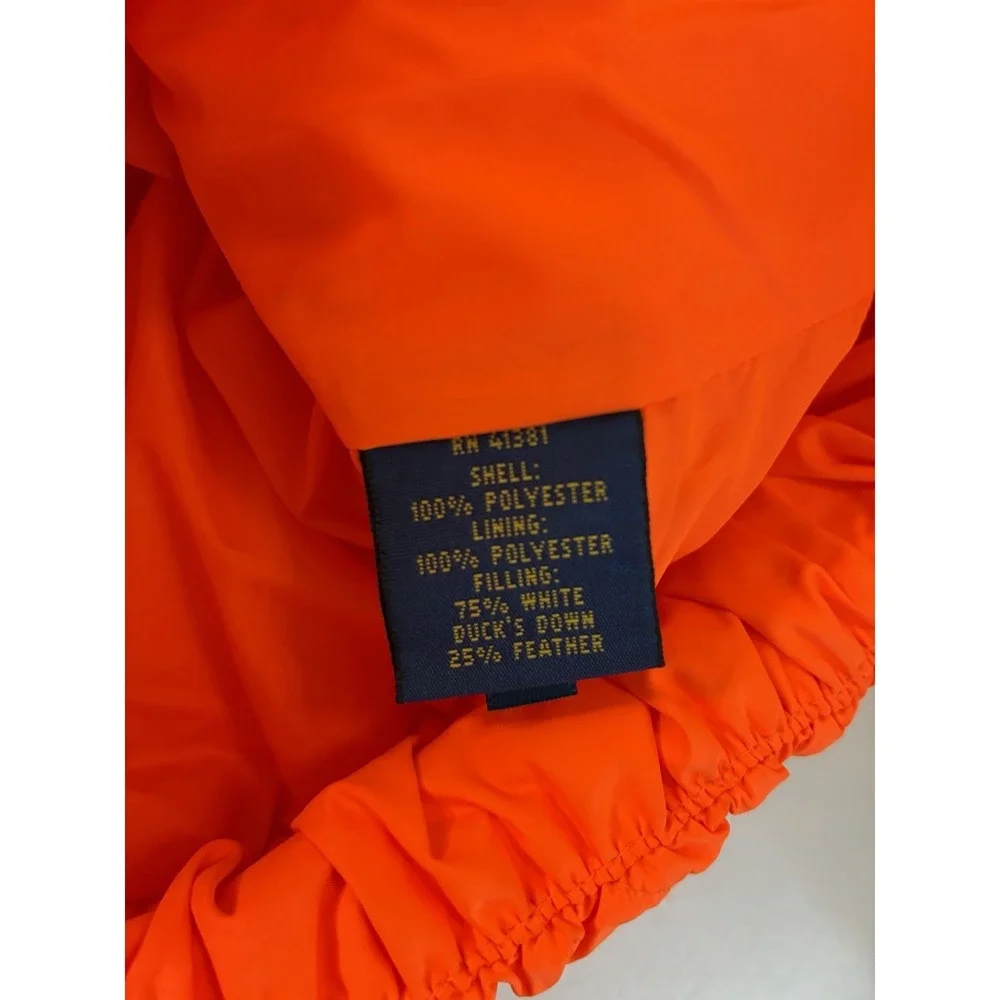 Polo Ralph Lauren Mens Performance Down Puffer Jacket Neon Orange Size Medium